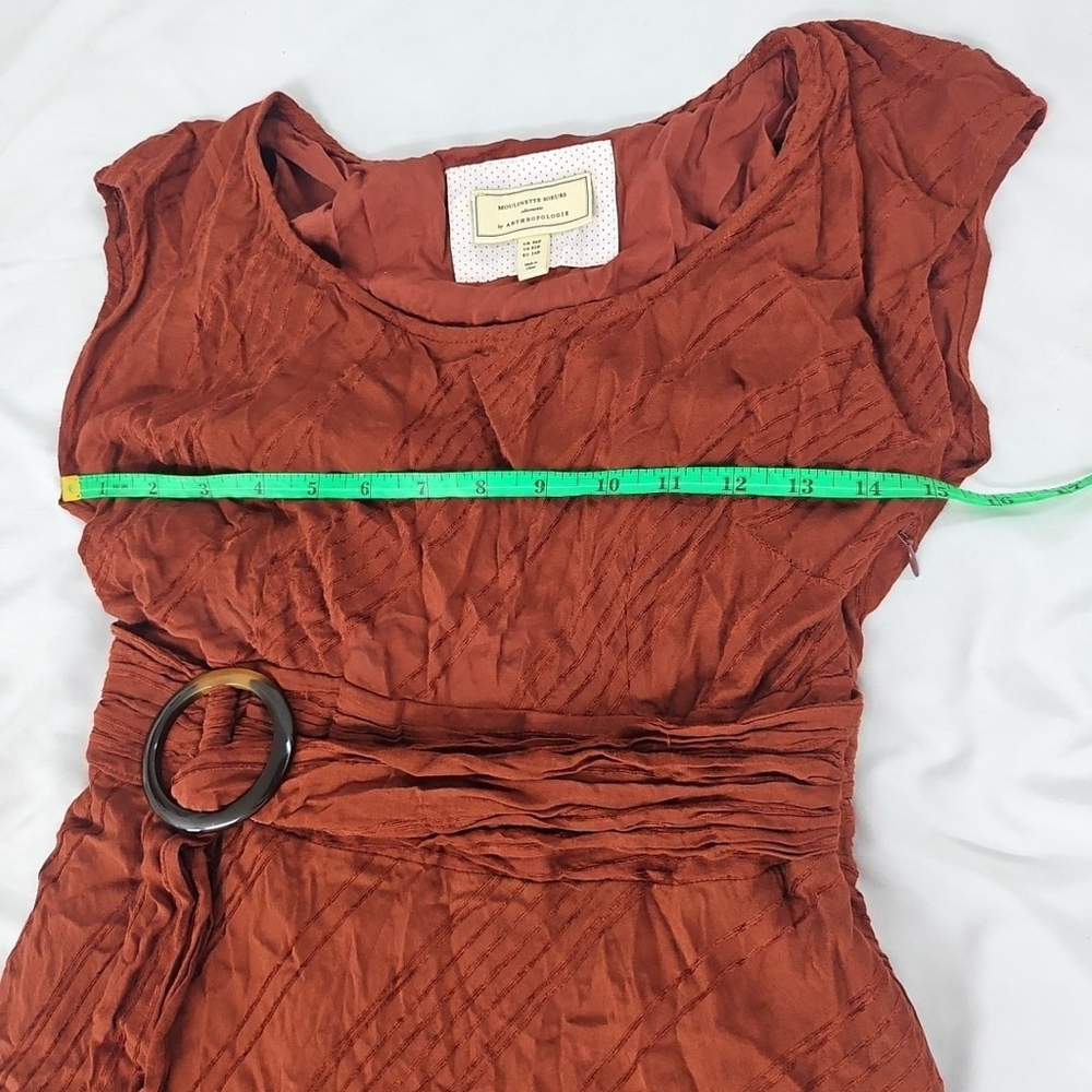 Anthropologie Moulinette Soeurs Guinevere Belted Boho Maxi Orange Dress Size 2P - Picture 9 of 16